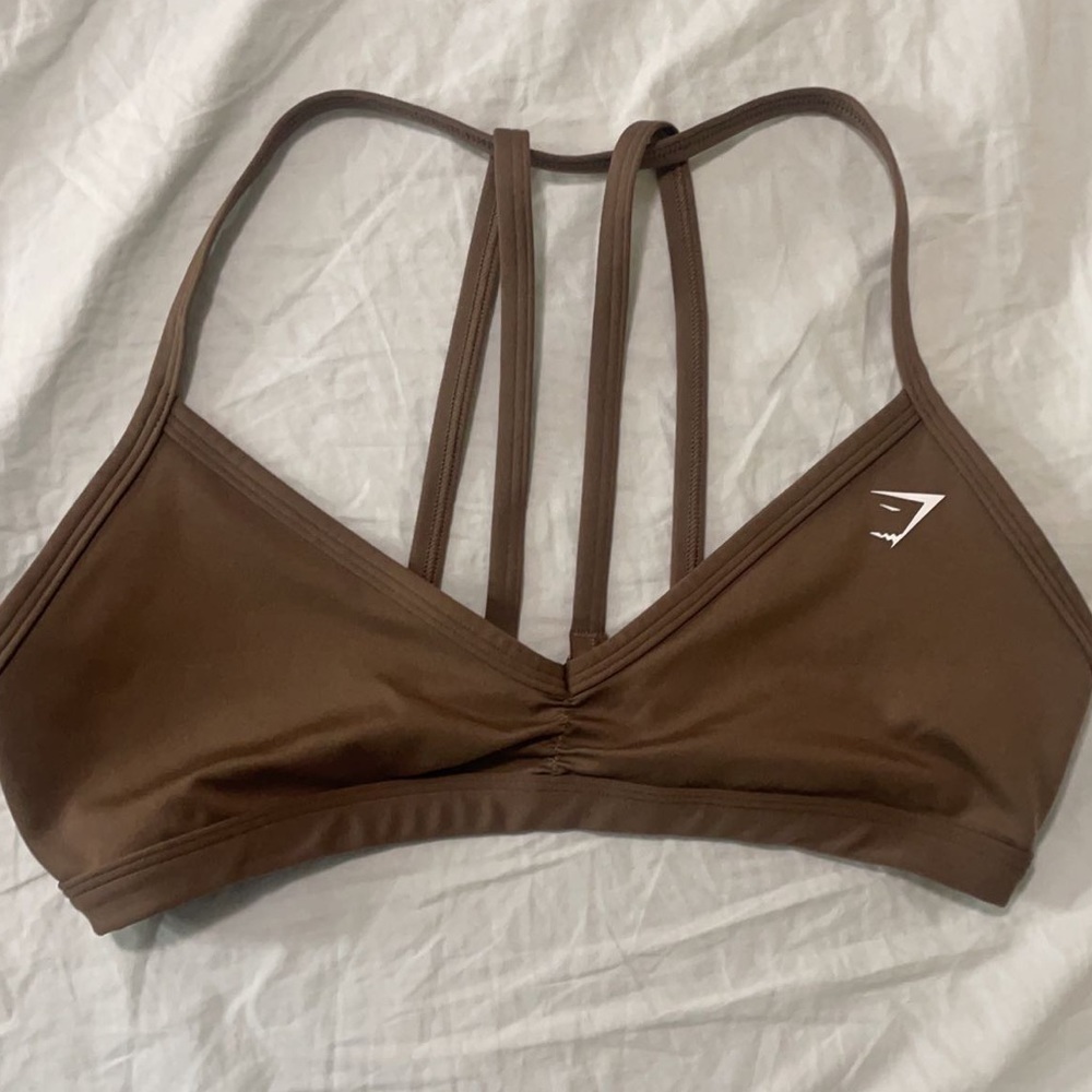 GYMSHARK MINIMAL SPORTS BRA IN SOUL BROWN SIZE MEDIUM